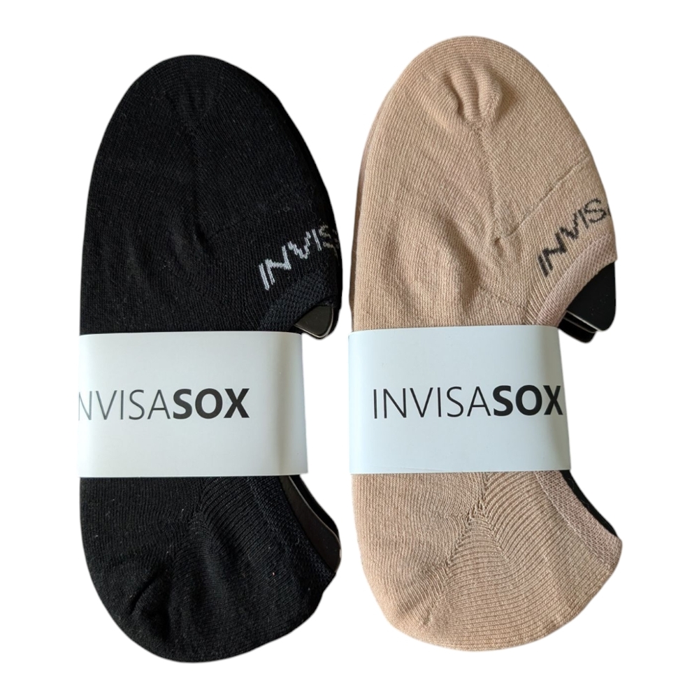 Women's No-Show Socks - Black and Beige
